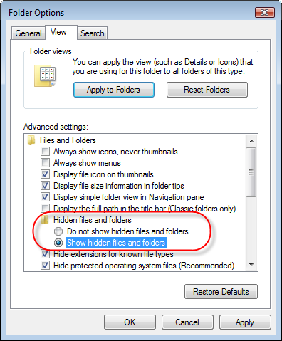 How To Show The Hidden Folders In Vista