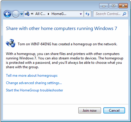 Homegroup share with other home computers